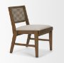 71243 - Reid Framed Brown Cane Cream Fabric Dining Chair