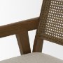 71245 - Reid Framed Brown Cane Cream Fabric Dining Armchair