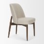 71246 - Abbie Curved Back Oatmeal Fabric Armless Dining Chair