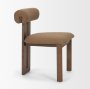 71258 - Tribeca Curve Open Back Mocha Fabric Tripod Frame Dining Chair