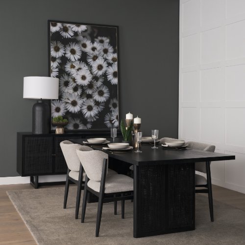 71144 - Grier 84" Black Wood w/ Black Cane Dining Table