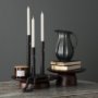 71174 - Declan Textured Matte Black Cast Metal Taper Candle Holder