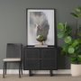 71141 - Grier Matte Black Stained Wood w/ Black Cane Accent Cabinet