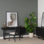 71145 - Grier  60" Black Solid Wood W/ Black Cane Office Desk