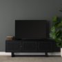 71143 - Grier 65" Black Solid Wood W/ Black Cane Media Console