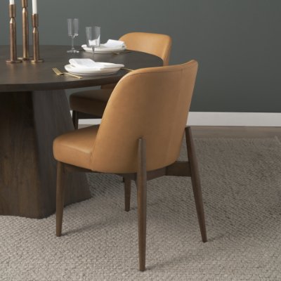 71248 - Abbie Slope Curved Back Tan Leather Dining Side Chair