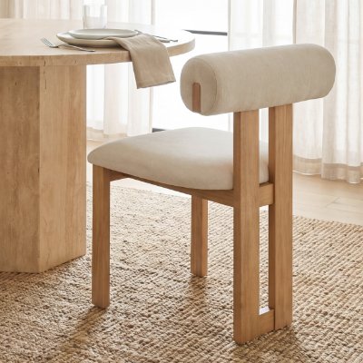 71259 - Tribeca Curve Open Back Cream Chenille Tripod Frame Dining Chair