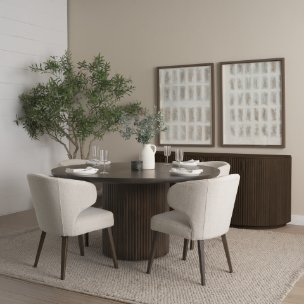 Terra Fluted Dining Table - 4 Niles Chairs - Terra Sideboard