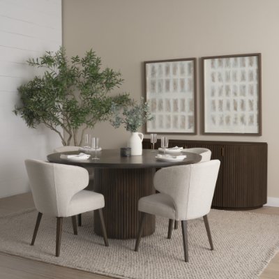 69873-4A1 - Terra Fluted Dining Table - 4 Niles Chairs - Terra Sideboard