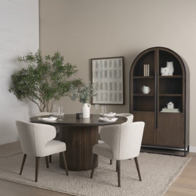 69873-4B2 - Terra Fluted Dining Table - 4 Niles Chairs - Sloan Cabinet