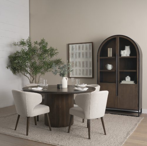 69873-4B2 - Terra Fluted Dining Table - 4 Niles Chairs - Sloan Cabinet