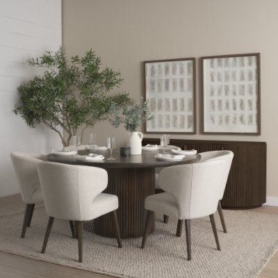 69873-6A1 - Terra Fluted Dining Table - 6 Niles Chairs - Terra Sideboard