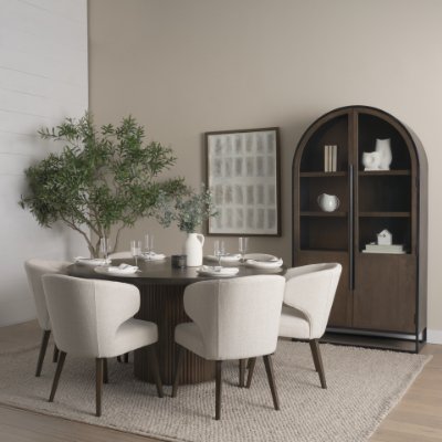 69873-6B2 - Terra Fluted Dining Table - 6 Niles Chairs - Sloan Cabinet