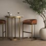 68574V - Hollyfield Cognac Brown Leather Seat Gold Metal Base Bar Stool