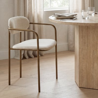 68310V - Parker I Cream Fabric Seat Gold Metal Frame Dining Chair