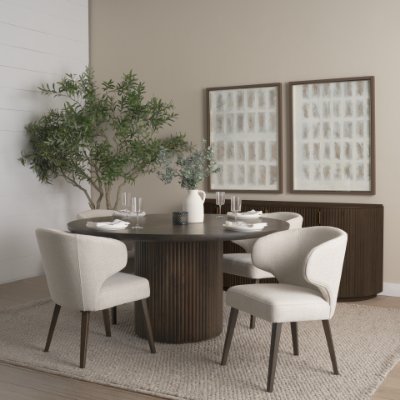 69873-AB - Terra 60L x 60W x 30H Dark Brown Wood Round Fluted Dining Table