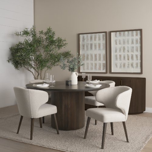 69873-AB - Terra 60L x 60W x 30H Dark Brown Wood Round Fluted Dining Table