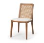 69349V - Clara Light Brown Beech Wood W/ Cream Fabric Seat and Cane Back Armless Dining Chair