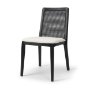 69350V - Clara Black Beech Wood W/ Cream Fabric Seat and Cane Back Armless Dining Chair
