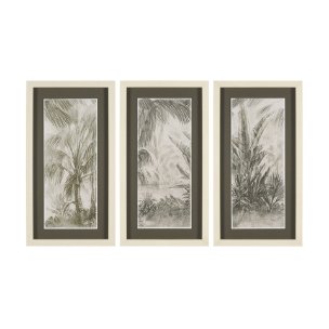 Tropical Coast (Set of 3) by Mercana Studio Hand Embelished Framed Artwork Matted under Glass