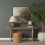 70693 - Renaya Light Brown Wood w/ Matte Black Metal Base Table Clock