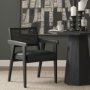 71244 - Reid Framed Black Cane Black Fabric Dining Armchair