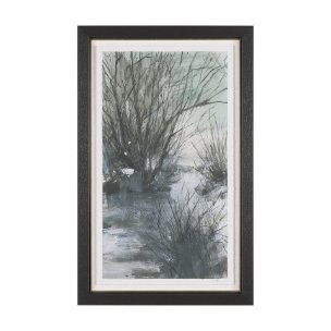 Brook and Willows I by Mercana Studio Hand Embelished Textured Framed Artwork Matted under Glass