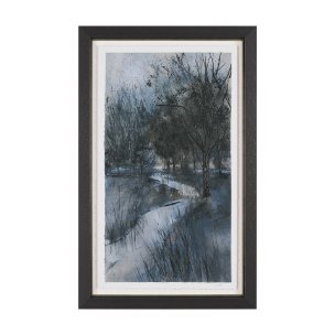 Brook and Willows II by Mercana Studio Hand Embelished Textured Framed Artwork Matted under Glass