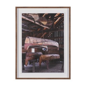 Canoe Barn by Deborah Revell Hand Embelished Framed Art Print Matted under Glass