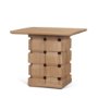 71295 - Trellyn Light Brown Wood w/ Carved Woven Base Square Accent Table