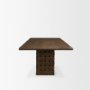 71292-AB - Trellyn 94" Dark Brown Solid Wood Carved Woven Base Rectangular Dining Table