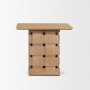 71295 - Trellyn Light Brown Wood w/ Carved Woven Base Square Accent Table