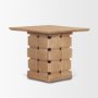 71295 - Trellyn Light Brown Wood w/ Carved Woven Base Square Accent Table
