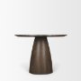 71136-AB - Allyson 42" Round Dark Brown w/ Cappuccino Marble Pedestal Dining Table 