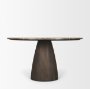 71137-AB - Allyson 54" Round Dark Brown w/ Cappuccino Marble Pedestal Dining Table