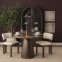 71136-AB - Allyson 42" Round Dark Brown w/ Cappuccino Marble Pedestal Dining Table 
