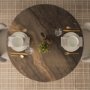 71136-AB - Allyson 42" Round Dark Brown w/ Cappuccino Marble Pedestal Dining Table 