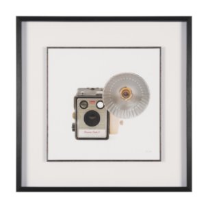 Flash Bulb Camera by Deborah Revell Hand Embelished Framed Art Print Matted under Glass