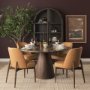 71137-AB - Allyson 54" Round Dark Brown w/ Cappuccino Marble Pedestal Dining Table