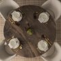 71137-AB - Allyson 54" Round Dark Brown w/ Cappuccino Marble Pedestal Dining Table