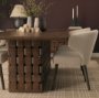 71292-AB - Trellyn 94" Dark Brown Solid Wood Carved Woven Base Rectangular Dining Table