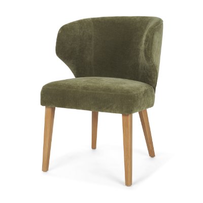 71277 - Niles 20" Seat Height Moss Olive Fabric Seat W/ Mid Brown Wooden Legs Wingback Dining Chair