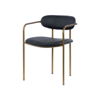 69361V - Parker Black Leather Seat Gold Metal Dining Chair