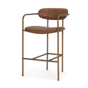 Parker Backless 36.5in Seat Counter Stool | Brown Leather w/ Metal