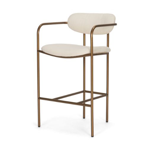 68562V - Parker Cream Fabric Seat Gold Metal Counter Stool