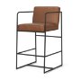 71226 - Stamford 36" Brown Leather Seat w/ Wood Back, Metal Frame Counter Stool