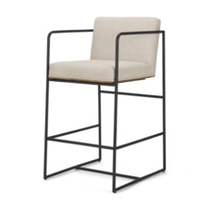 Stamford Backless 36.5in Seat Counter Stool | Beige Fabric w/ Metal
