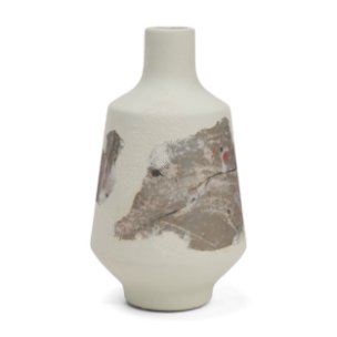 Velo 11.8H White w/Green Hand-Painted Terracotta Decorative Vase