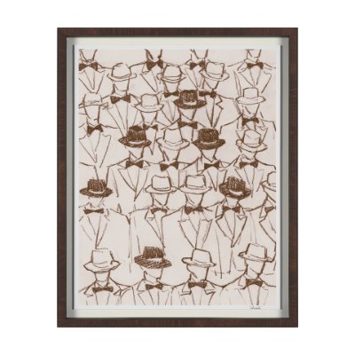 16084 - Hats & Bow Ties by Mercana Studio Hand-Embellished Framed Artwork Matted under Glass
