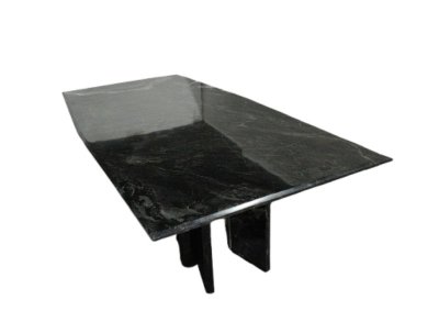 71355-ABC - Rionne 94.5" Solid Black Marble Angled Rectangular Dining Table